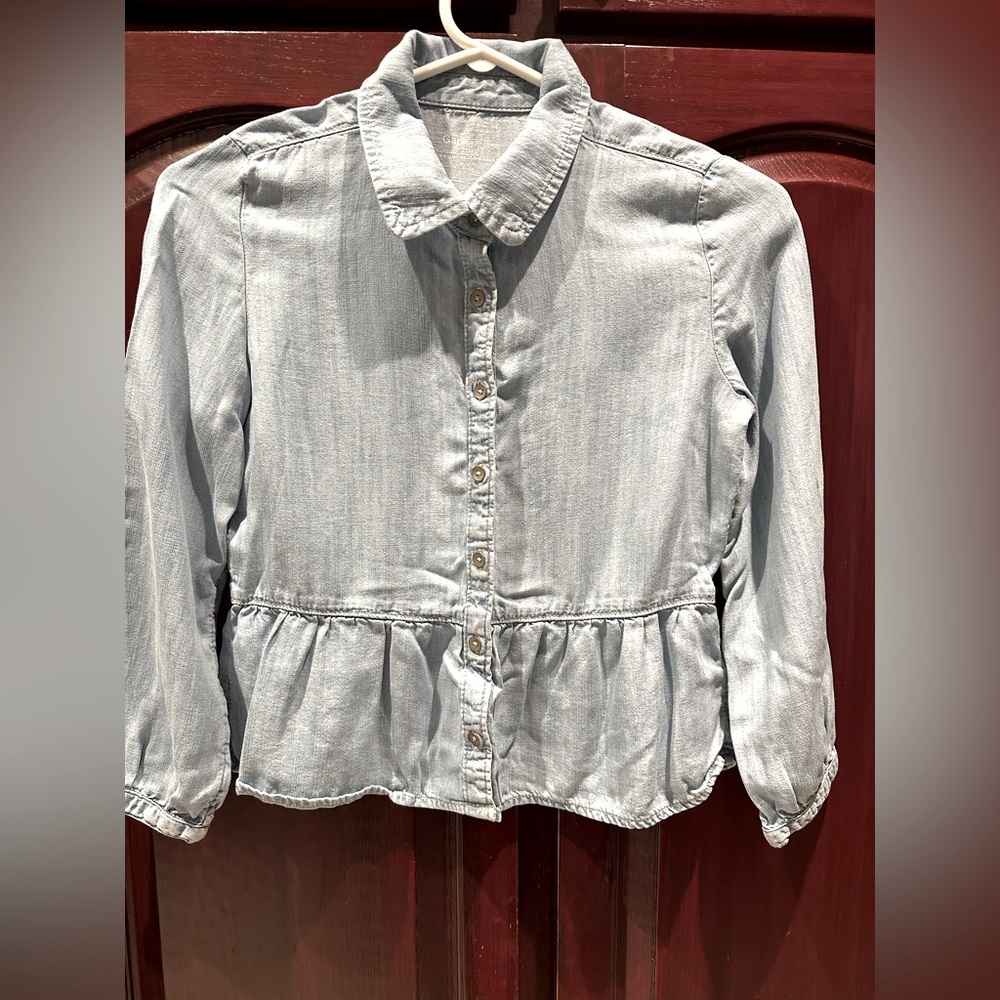 Gap Denim Look Ruffled Blouse